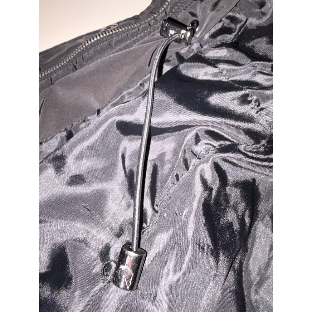 Black Faux Fur Trim Hooded Puffer Jacket Quilted Winter Coat Zip Up Women Small - Picture 11 of 16